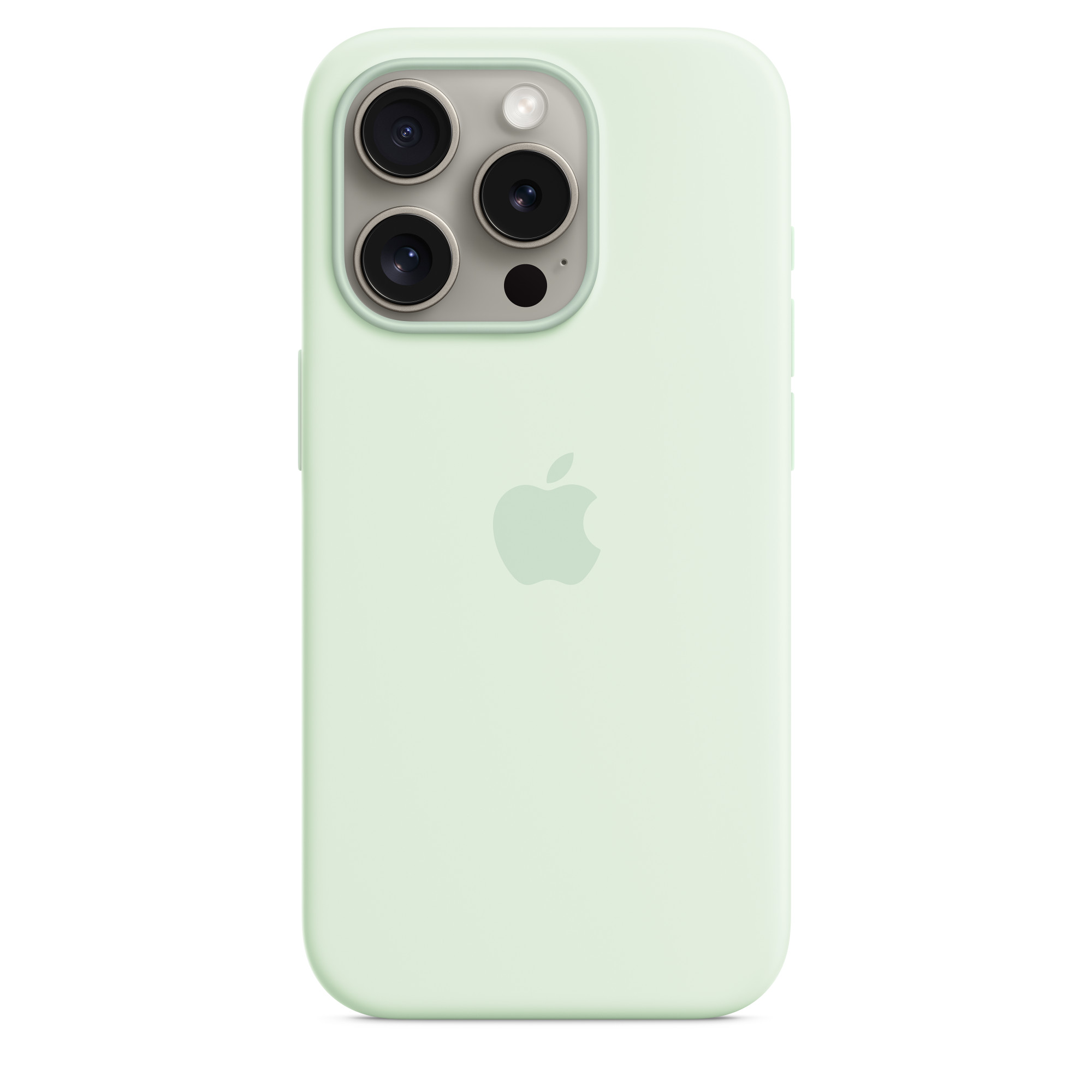 iPhone 15 Pro Silicone Case with MS - Soft Mint