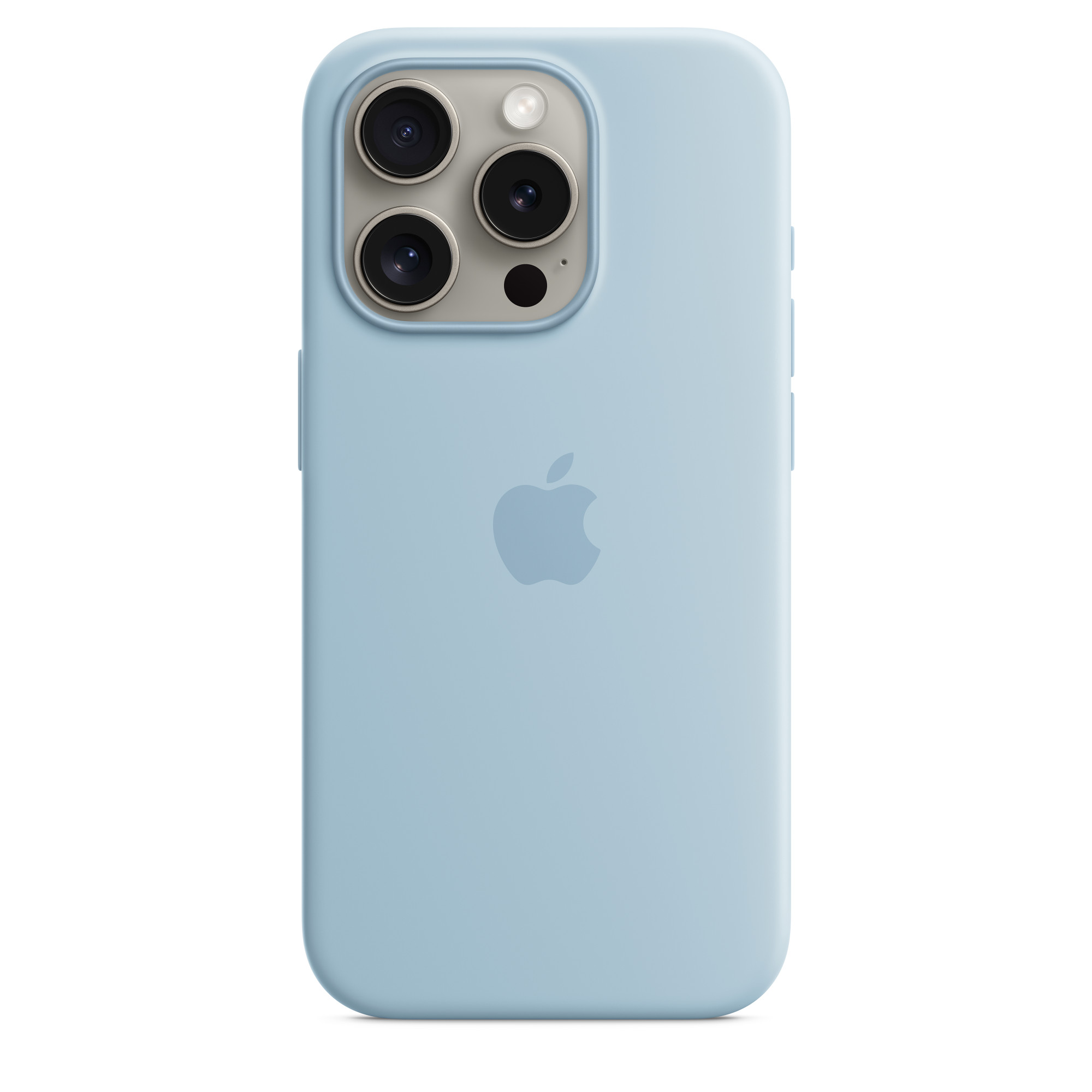 iPhone 15 ProMax Silicone Case wth MS - Light Blue