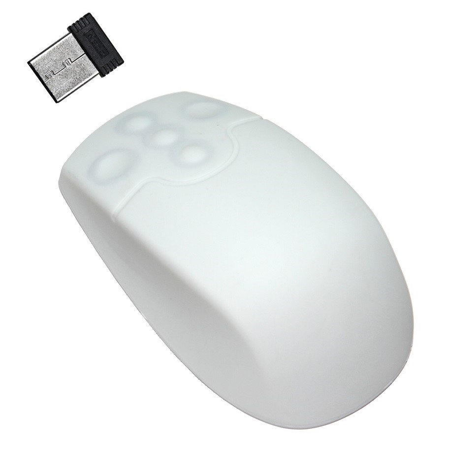 SM502WL - Silikonová antibakteriální myš, bezdrátová, bílá, IP68