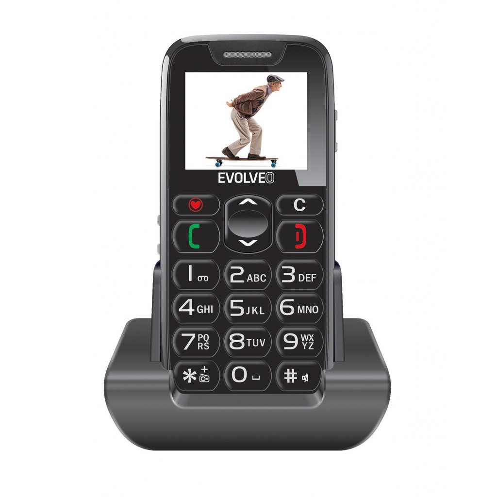 EVOLVEO EasyPhone, mobilní telefon pro seniory s nabíjecím stojánkem (