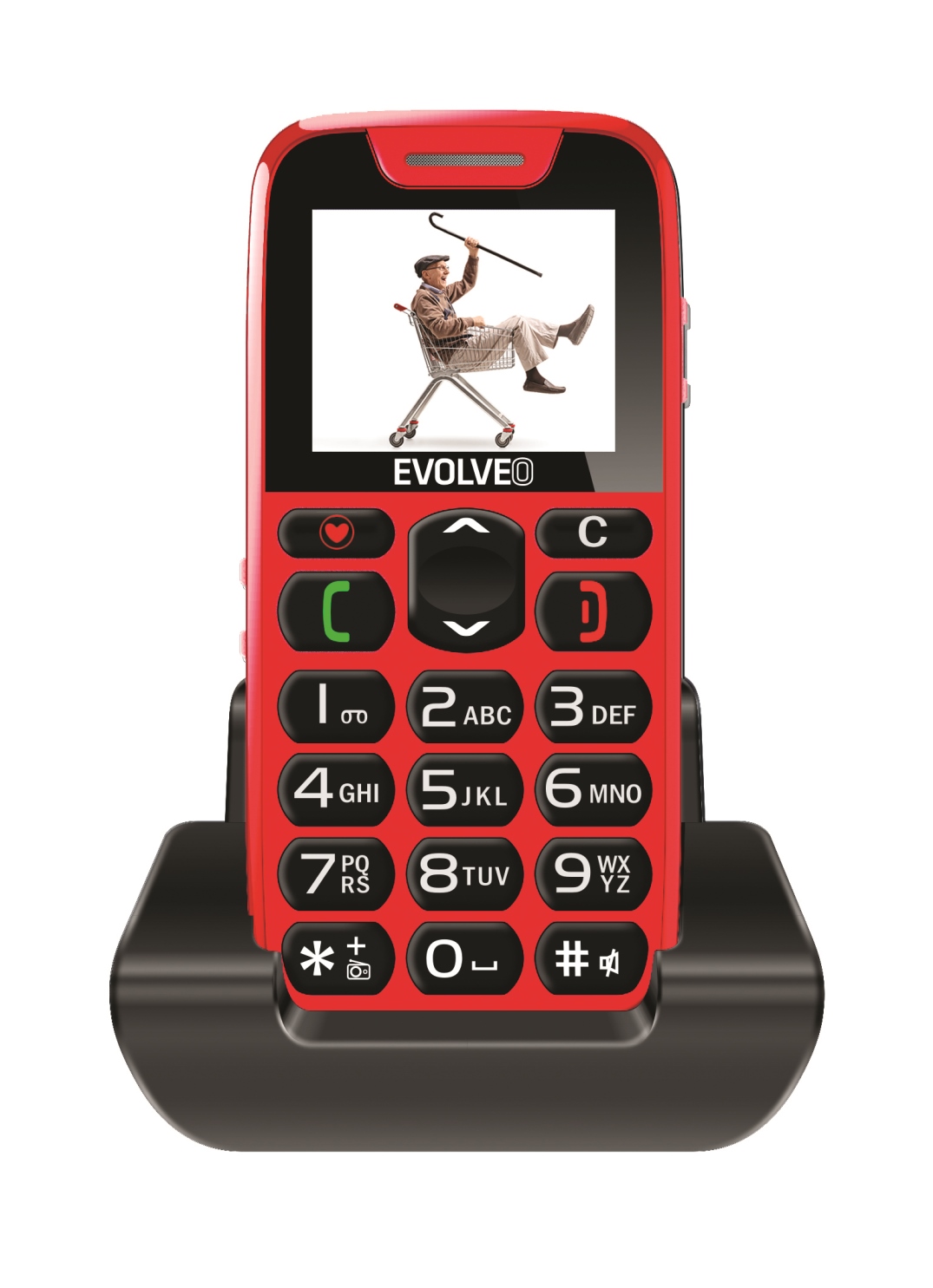 EVOLVEO EasyPhone, mobilní telefon pro seniory s nabíjecím stojánkem (