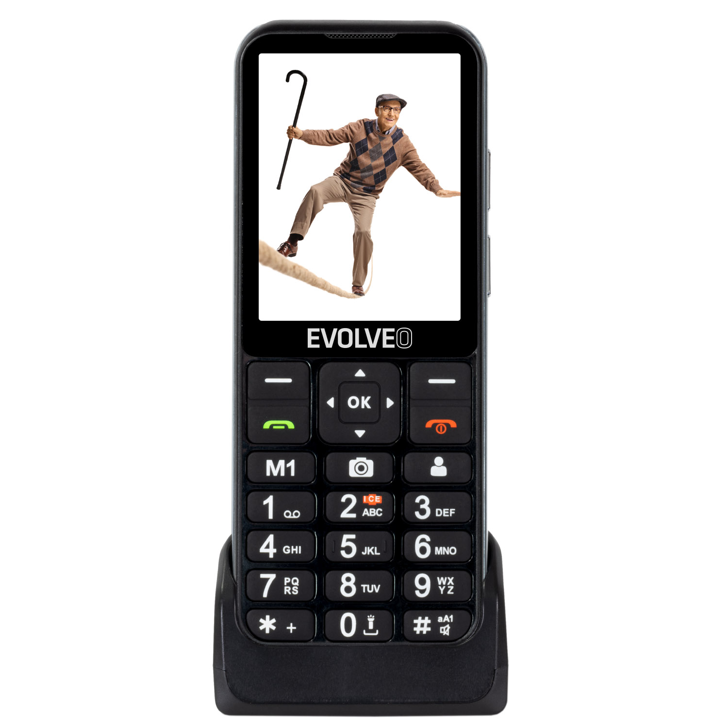 EVOLVEO EasyPhone LT, mobilní telefon pro seniory s nabíjecím stojánke