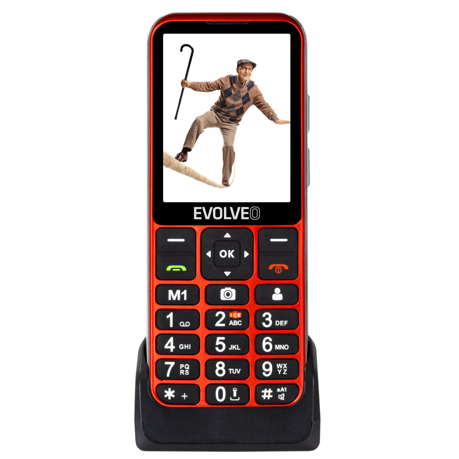 EVOLVEO EasyPhone LT, mobilní telefon pro seniory s nabíjecím stojánke