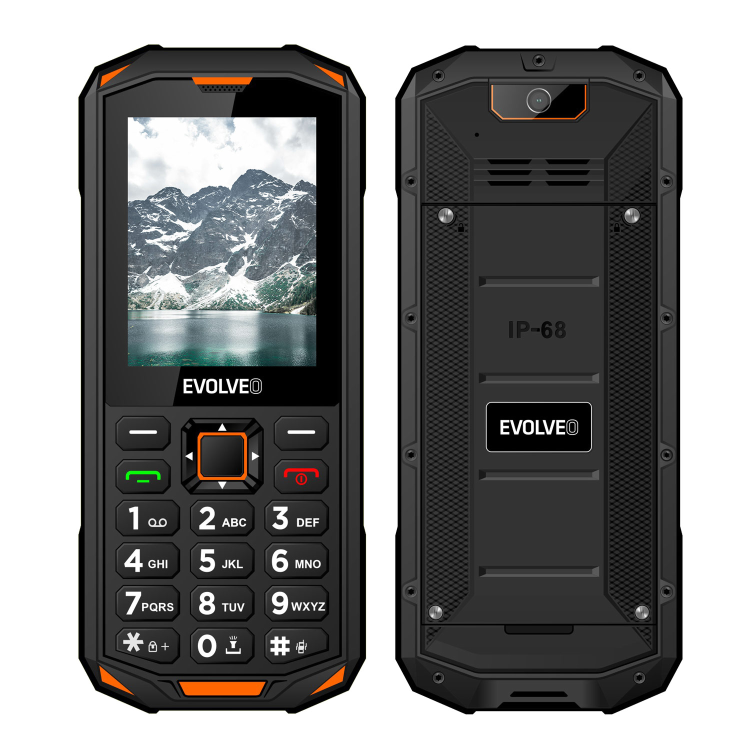EVOLVEO StrongPhone X5, vodotěsný odolný Dual SIM telefon, černo-oranž