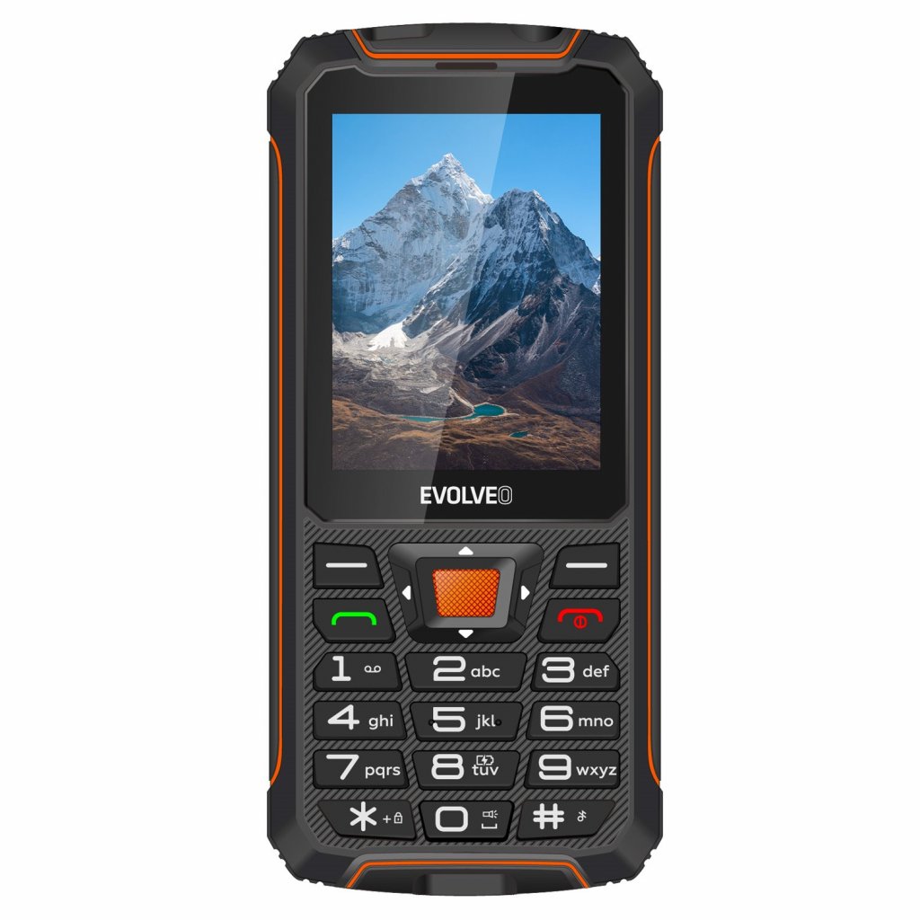 EVOLVEO StrongPhone Z6, vodotěsný odolný Dual SIM telefon, černo-oranž