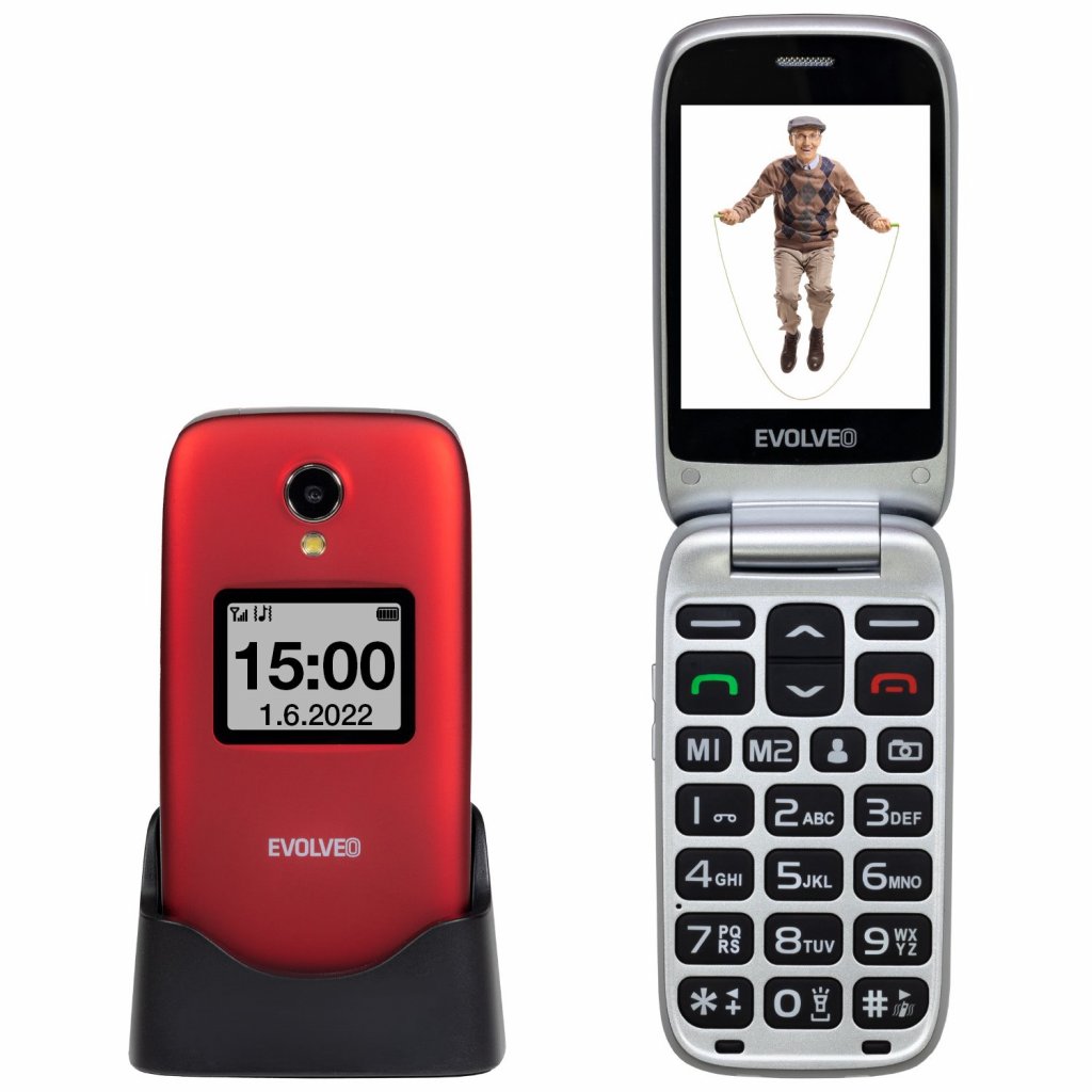 EVOLVEO EasyPhone FS, vyklápěcí mobilní telefon 2.8" pro seniory s nab