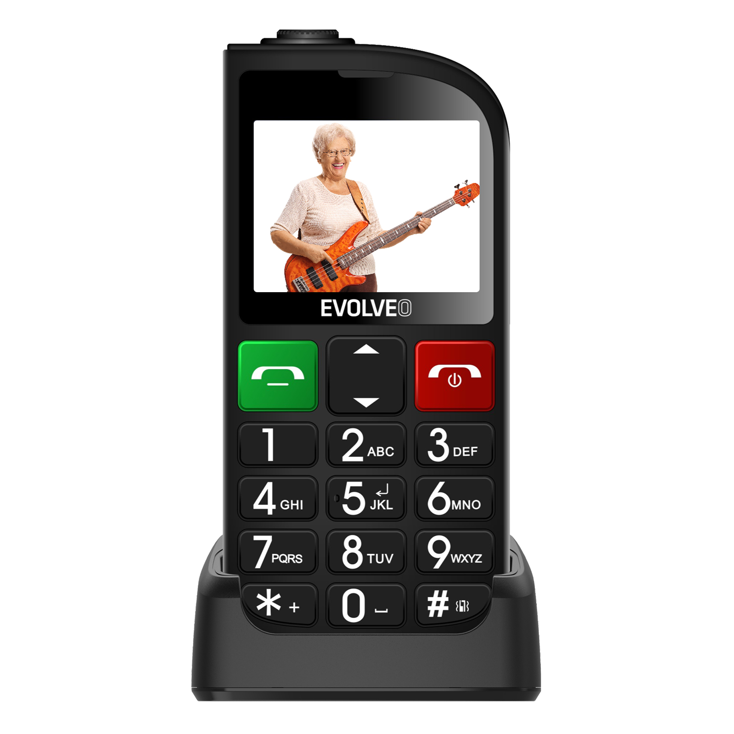 EVOLVEO EasyPhone FL, mobilní telefon pro seniory s nabíjecím stojánke