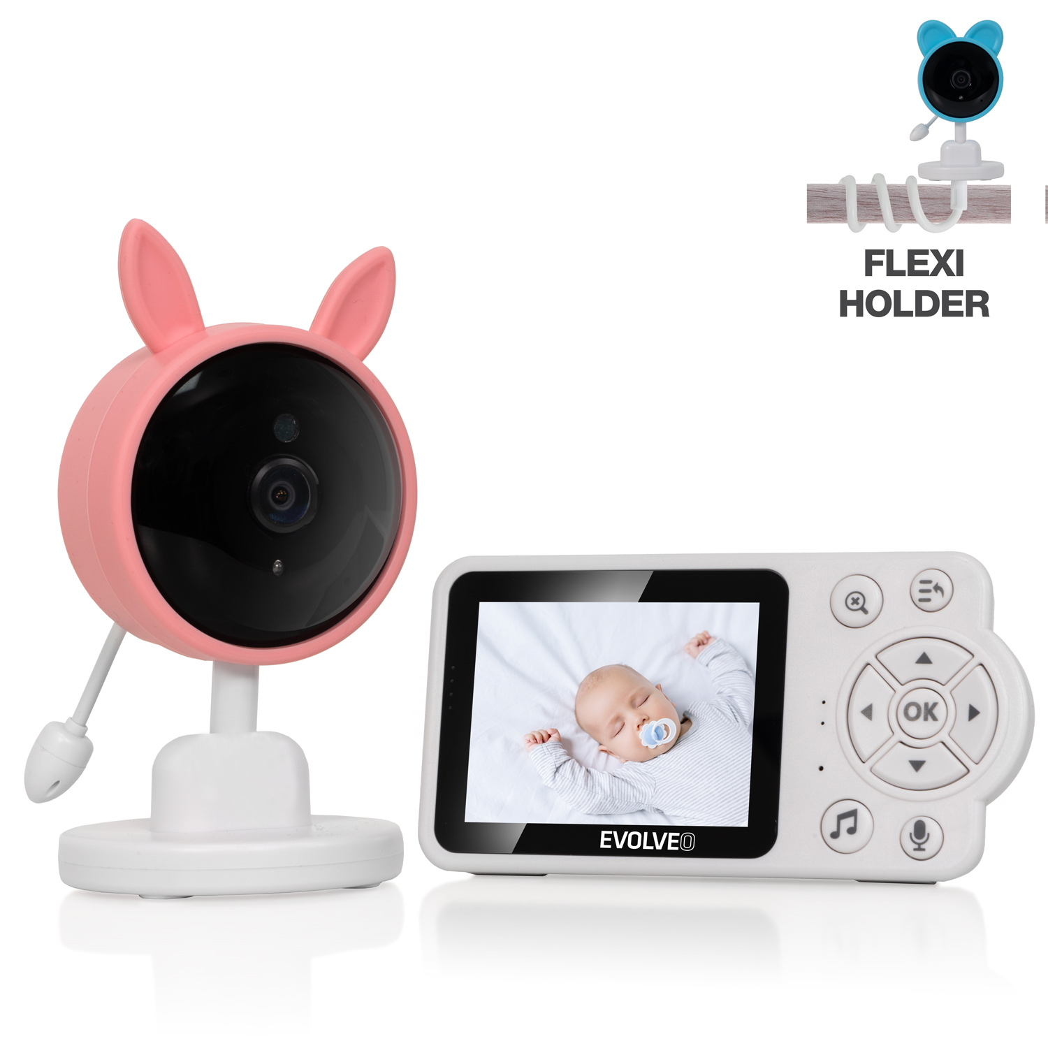 EVOLVEO Baby Monitor N3, detská videoopatrovateľka, ružová