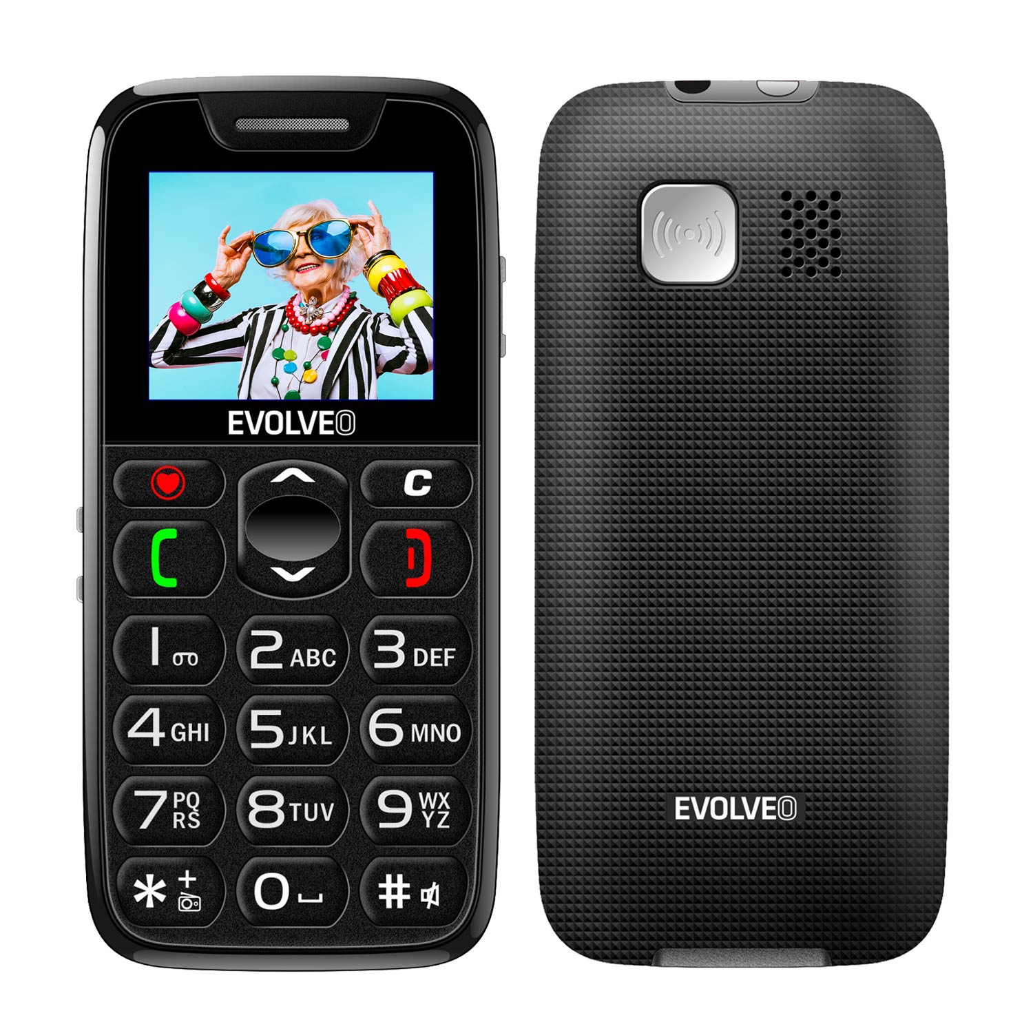 EVOLVEO EasyPhone, mobilný telefón pre seniorov s nabíjacím stojanom,