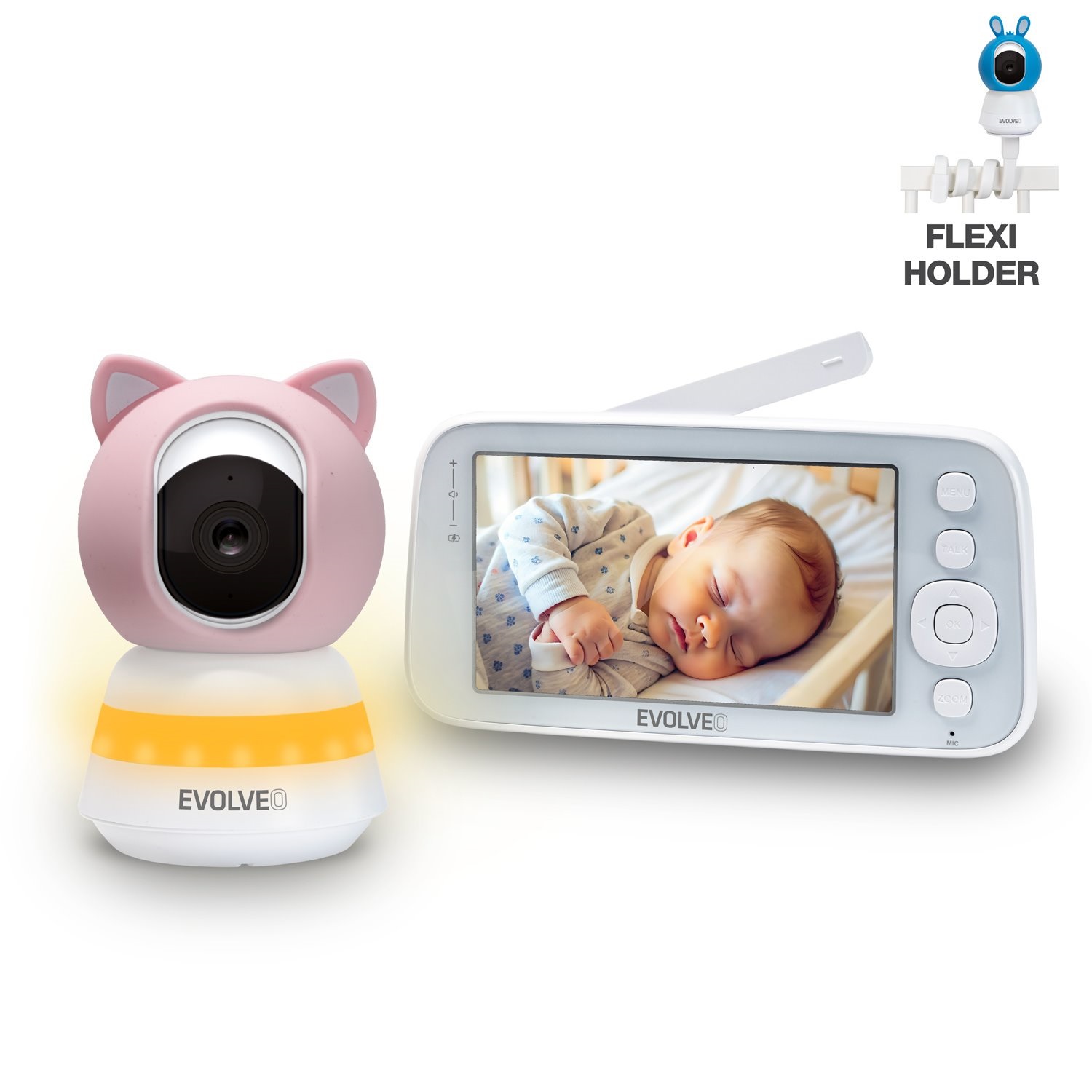 EVOLVEO Baby Monitor N5 - Set videoopatrovateľky s 360 ° dohľadom, obo