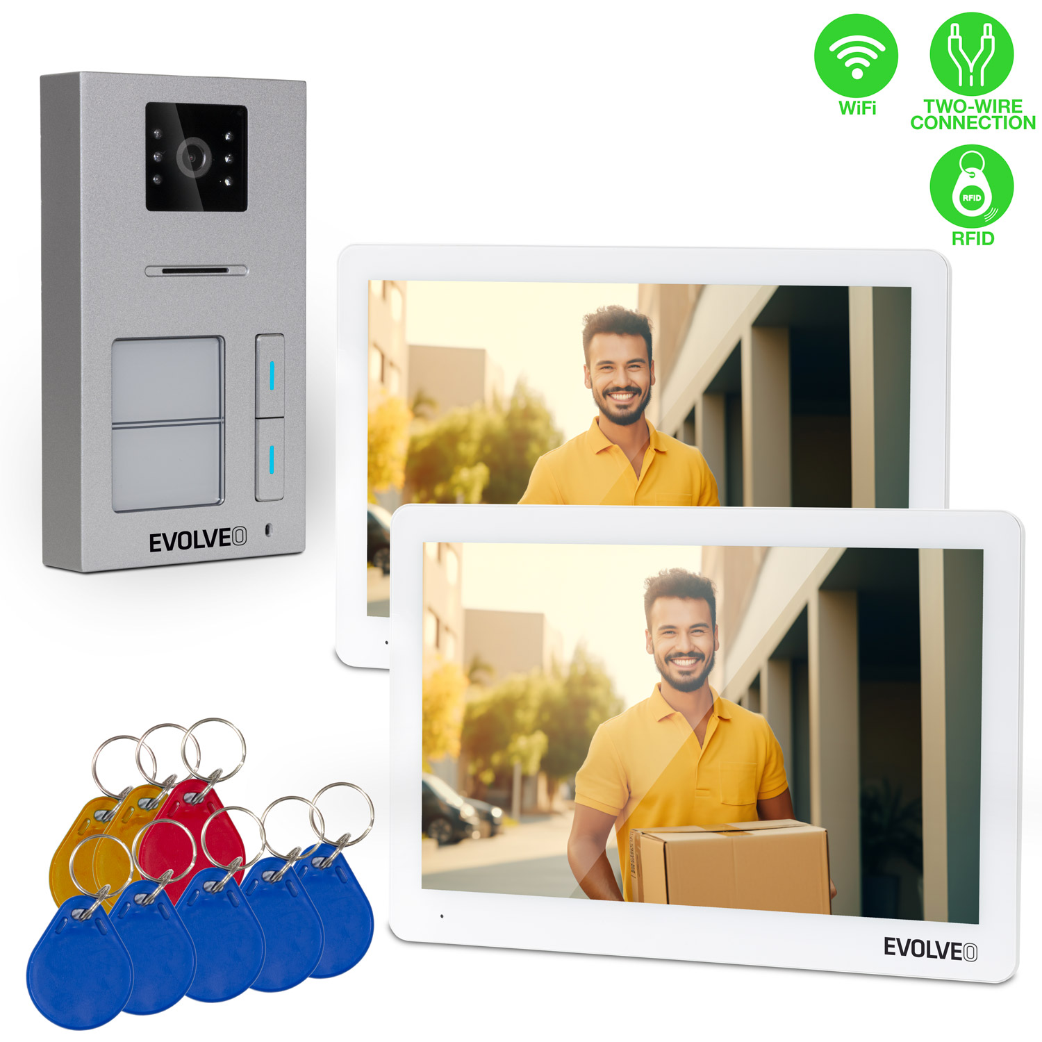EVOLVEO DoorPhone 20-2W - 2 drôtový videotelefón s aplikáciou pre dve