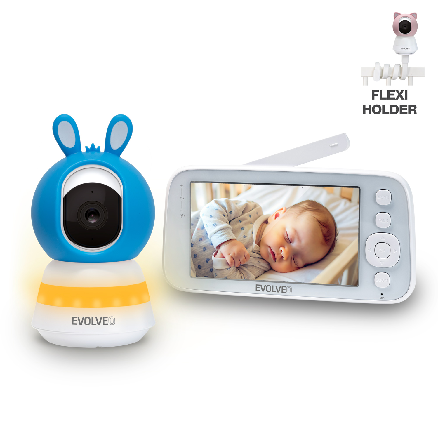 EVOLVEO Baby Monitor N5 - Set videoopatrovateľky s 360 ° dohľadom, obo
