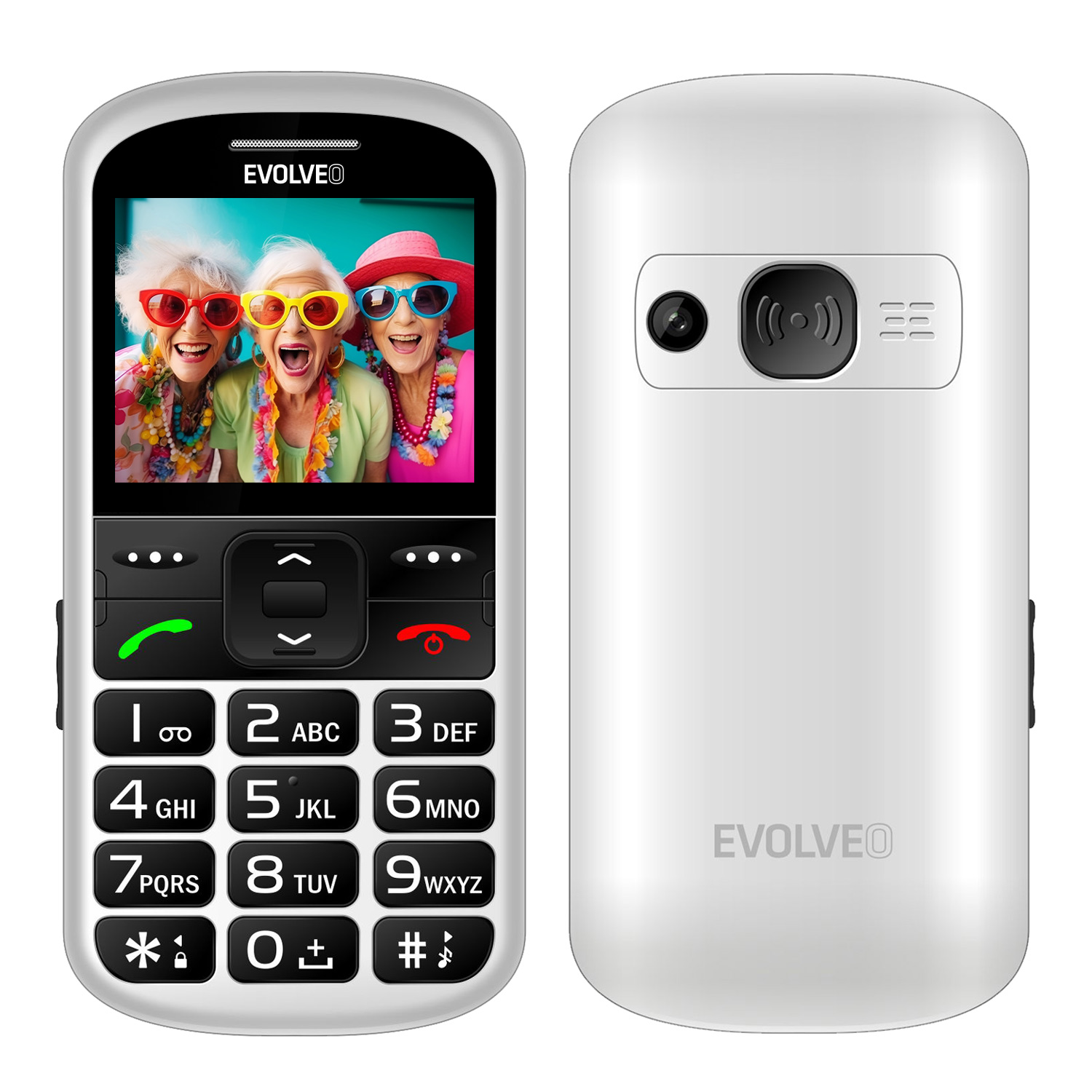 EVOLVEO EasyPhone XS, mobilný telefón pre seniorov, biely