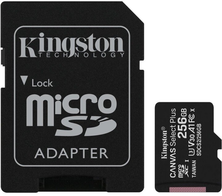 Kingston CANVAS SELECT PLUS/micro SDXC/256GB/100MBps/UHS-I U3 / Class