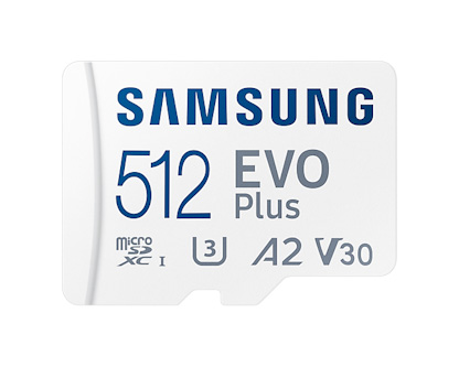 Samsung EVO Plus/micro SDXC/512GB/130MBps/UHS-I U3 / Class 10/+ Adapté