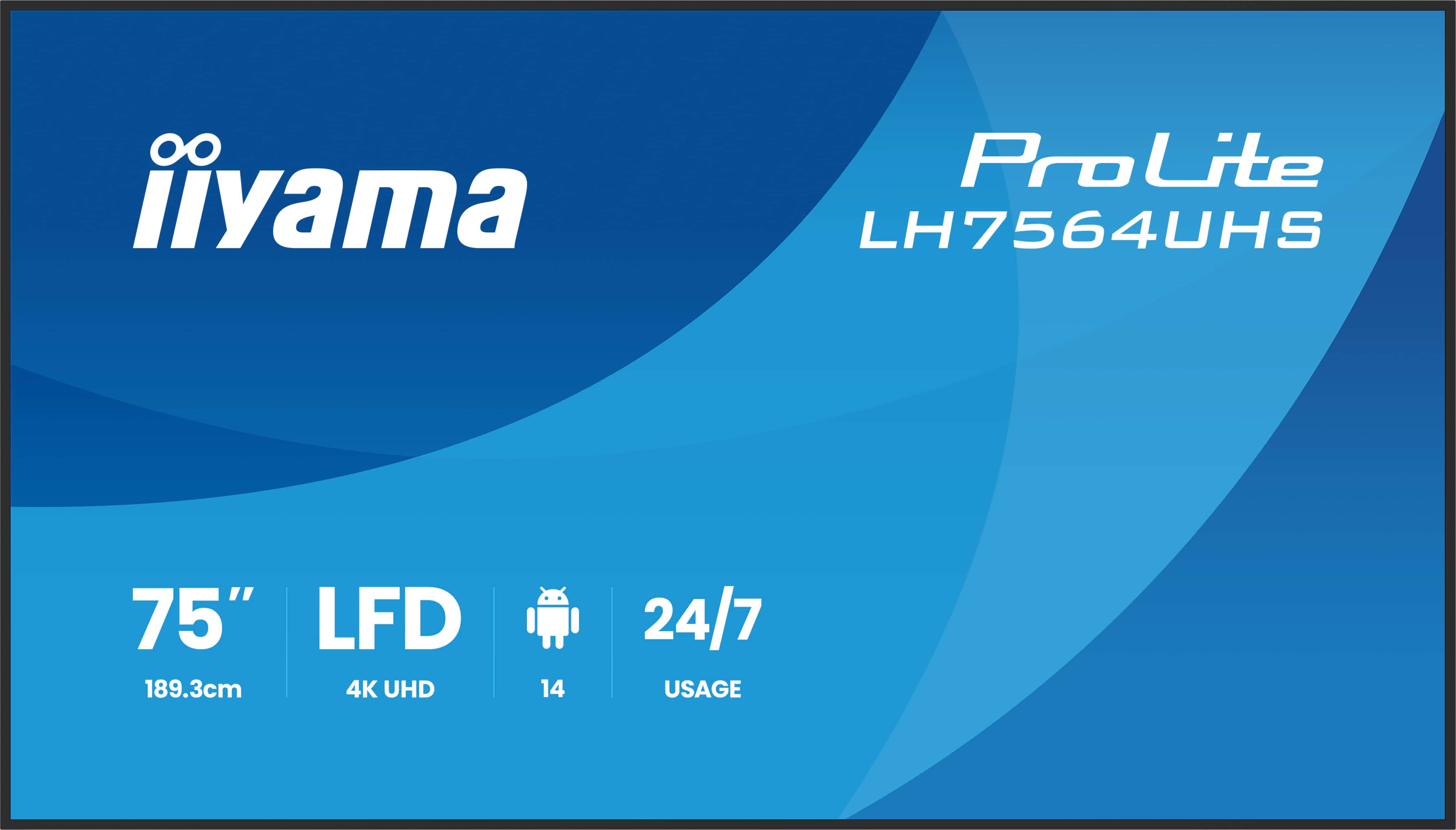 75" iiyama LH7564UHS-B1AG:VA, 4K UHD,Android,24/7