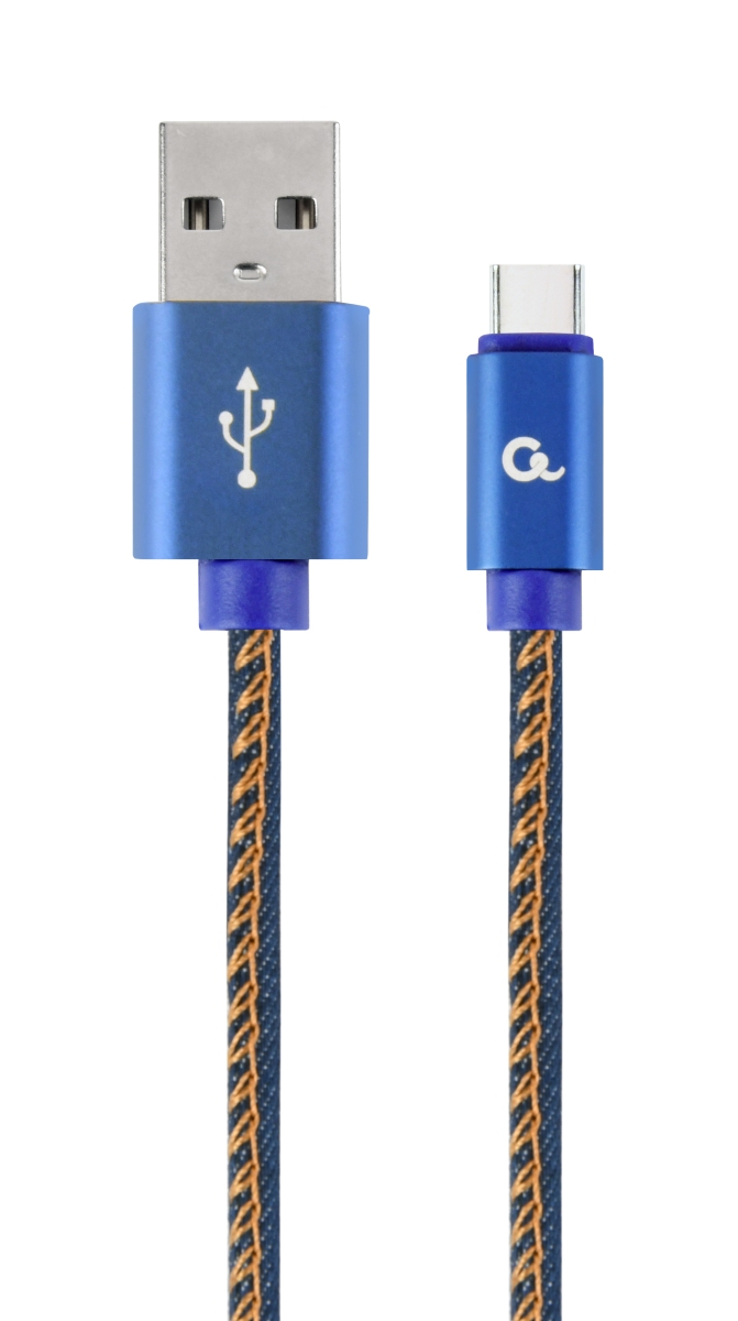Gembird oplétaný denim USB-A/USB-C kabel 1m
