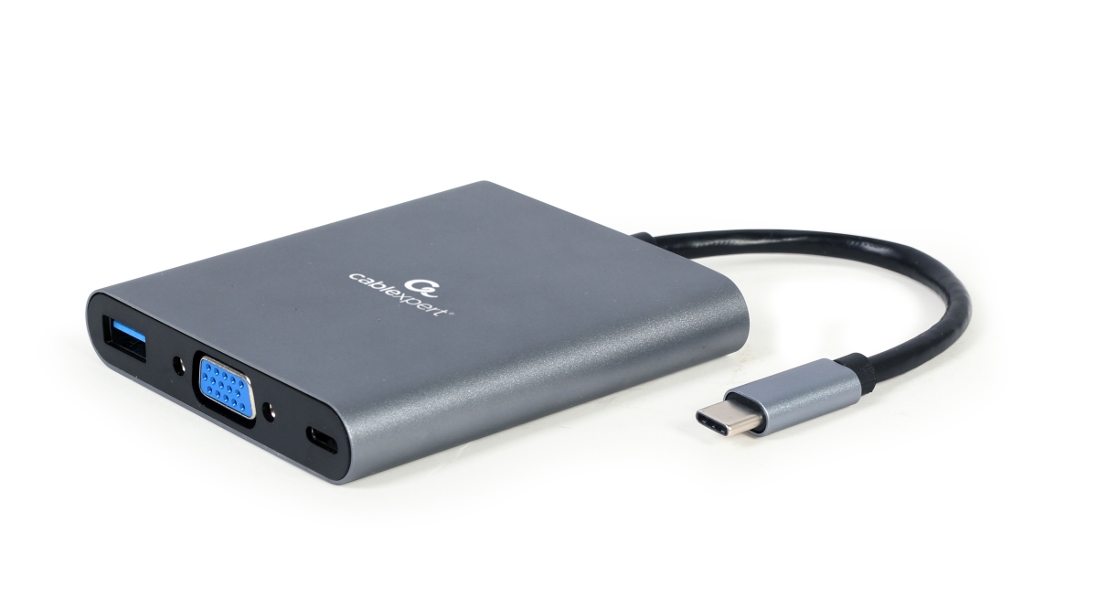 Gembird USB-C 6v1 multiport USB 3.1 + HDMI + VGA + PD + čtečka karet +