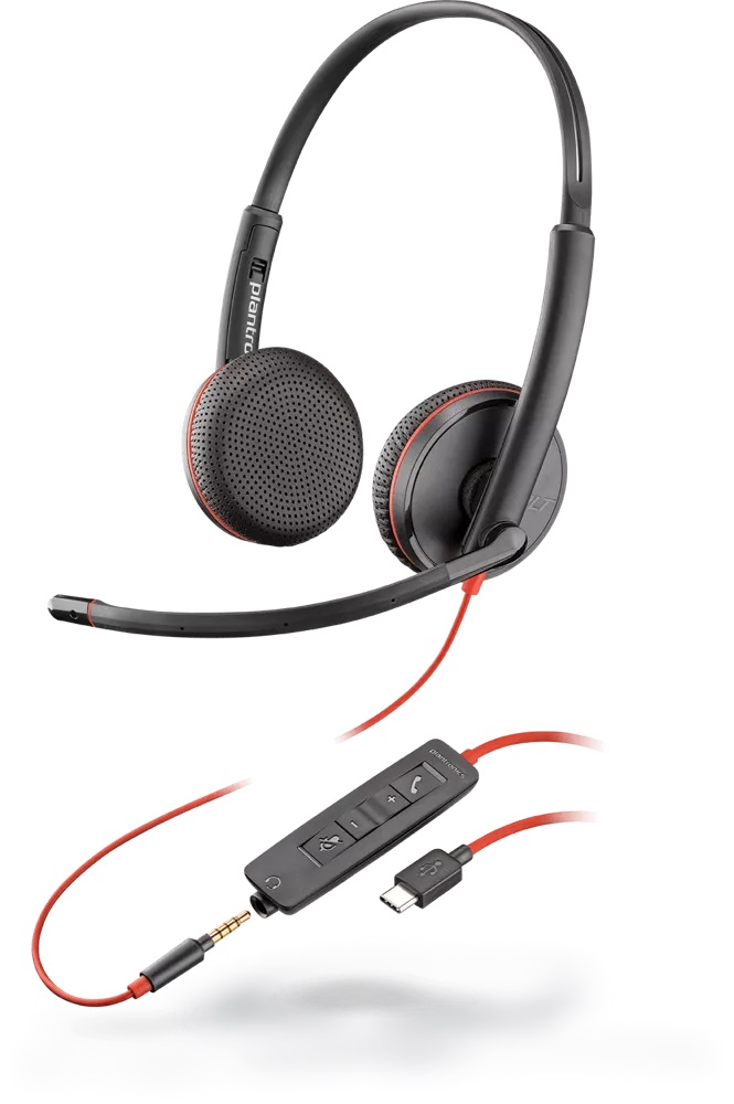 Poly Blackwire C3225/Stereo/USB-C/Drát/Černá-červená