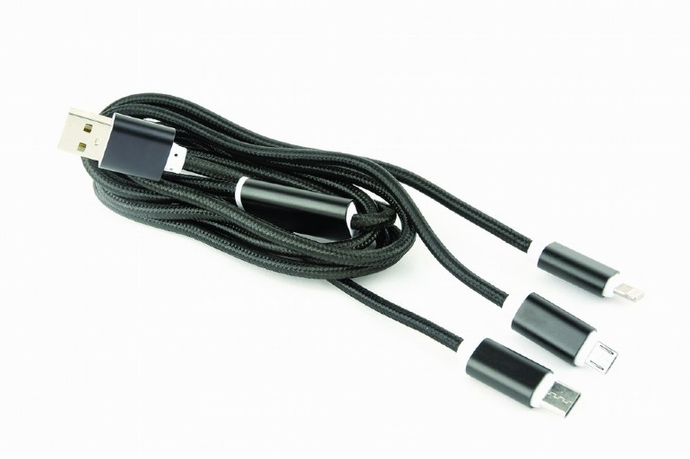 GEMBIRD USB 3-in-1 charging cable, black, 1 m