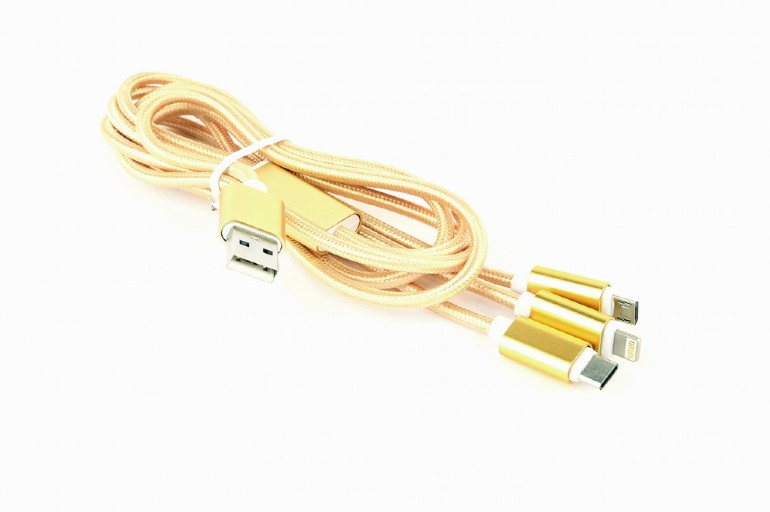 GEMBIRD USB 3-in-1 charging cable, gold, 1 m