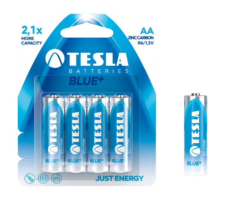 TESLA - baterie AA BLUE+, 4ks, R06 Akce 2 +1 ZDARMA