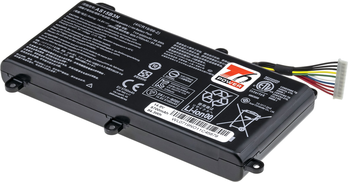 Baterie T6 power Acer Predator 15 G9-591, G9-592, 17 G9-791, G9-792, GX-791, 6000mAh, 88Wh, 8cell