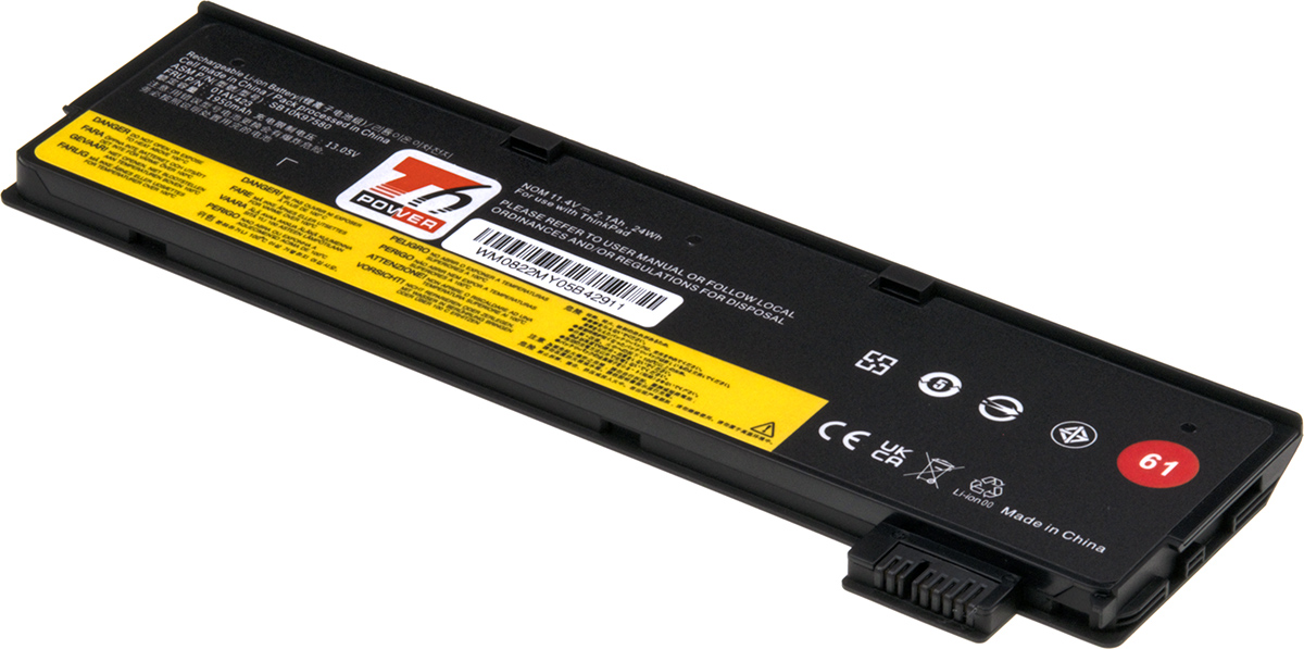 Baterie T6 Power Lenovo ThinkPad T470, T480, T570, T580, 2100mAh, 24Wh