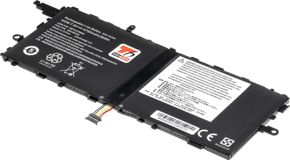 Baterie T6 Power Lenovo ThinkPad X1 Tablet Gen 1, Gen 2, 4750mAh, 36Wh