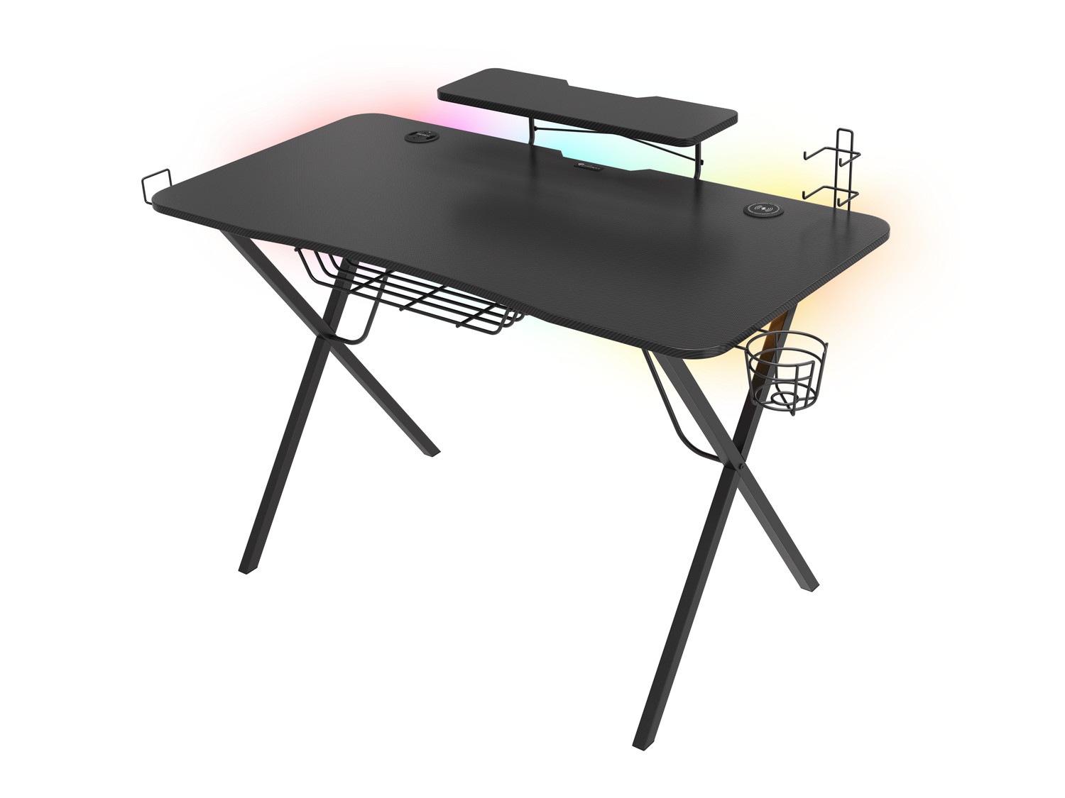 Genesis Holm 300 RGB - herní stůl s RGB podsvícením, 3xUSB 3.0, bezdrá