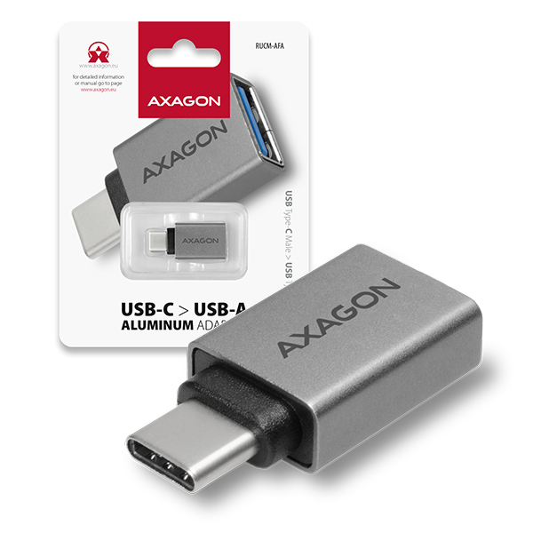 AXAGON RUCM-AFA, redukce USB-C (M) -> USB-A (F), USB 3.2 Gen 2, 3A, AL