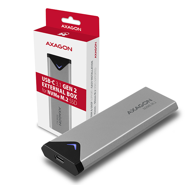 AXAGON EEM2-UG2, USB-C 3.2 Gen 2 - M.2 NVMe SSD kovový box, délka 42 a