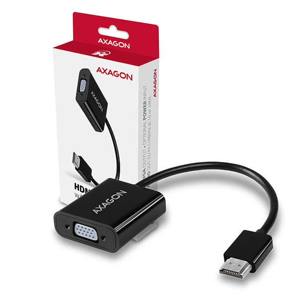 AXAGON RVH-VGAN, HDMI -> VGA redukce / adaptér, FullHD, audio výstup,