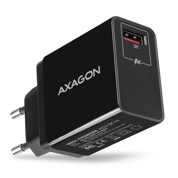 AXAGON ACU-QC19, QC nabíječka do sítě 19W, 1x USB-A port, QC3.0/AFC/FC