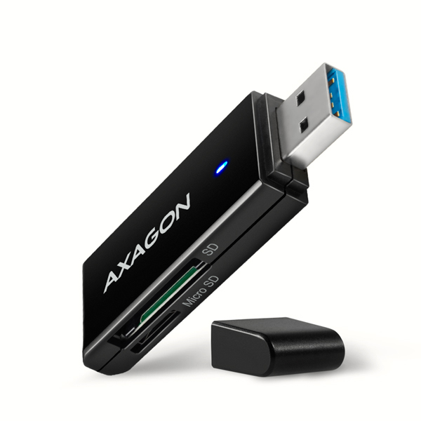 AXAGON CRE-S2N, USB-A 3.2 Gen 1 - SUPERSPEED čtečka karet, 2-slot & lu