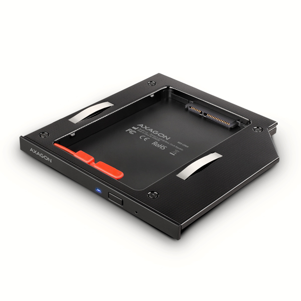 AXAGON RSS-CD09 rámeček pro 2.5" SSD/HDD do DVD slotu, 9.5 mm, LED, hl