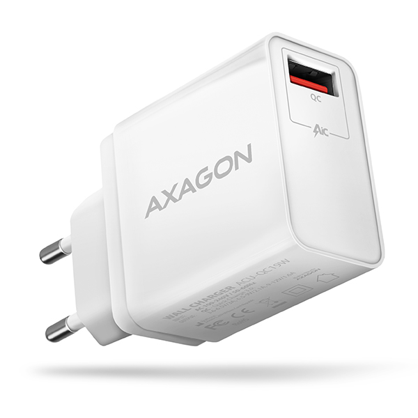 AXAGON ACU-QC19W, QC nabíječka do sítě 19W, 1x USB-A port, QC3.0/AFC/F