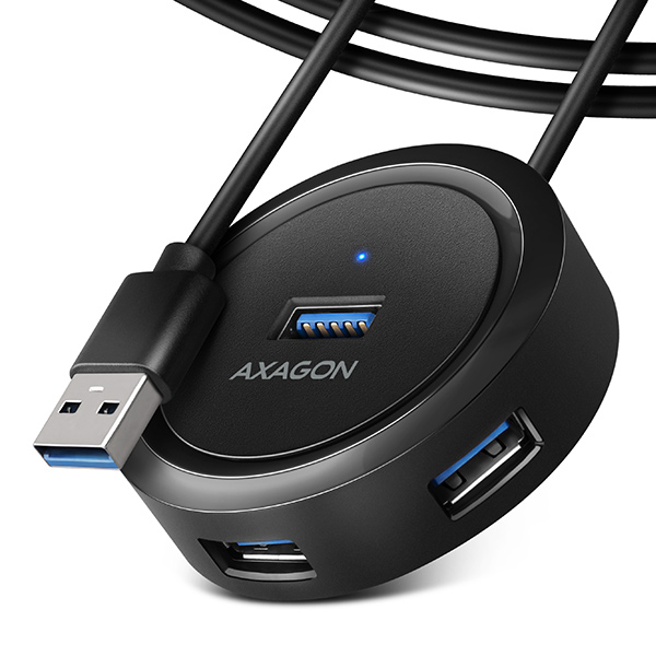 AXAGON HUE-P1AL, 4x USB 3.2 Gen 1 ROUND hub, micro USB napájecí konekt
