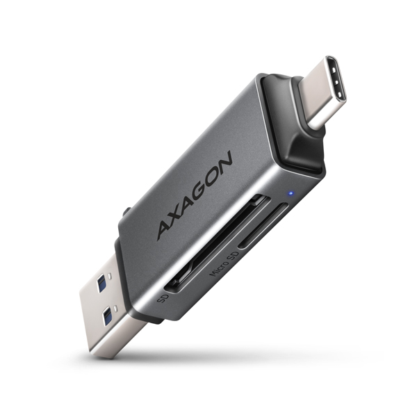 AXAGON CRE-DAC, USB-C + USB-A, 5 Gbps - MINI čtečka karet, 2-slot & lu