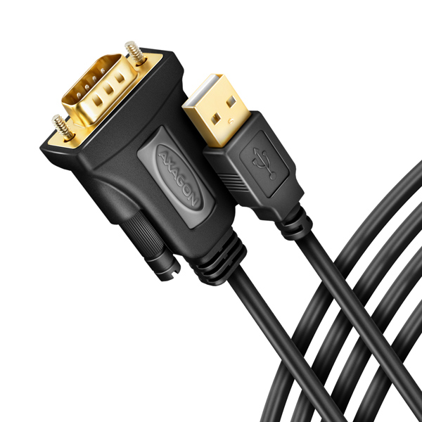 AXAGON ADS-1PQN, USB-A 2.0 - sériový RS-232 DB9-M FTDI adaptér / kabel