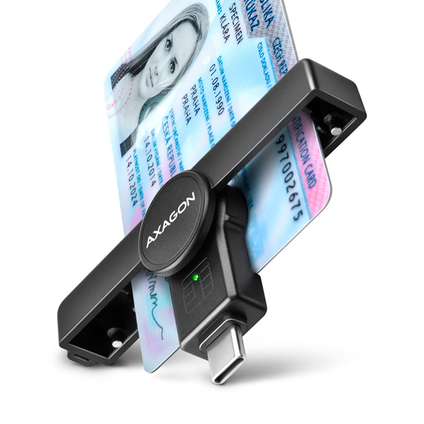 AXAGON CRE-SMPC, USB-C PocketReader čtečka kontaktních karet Smart car