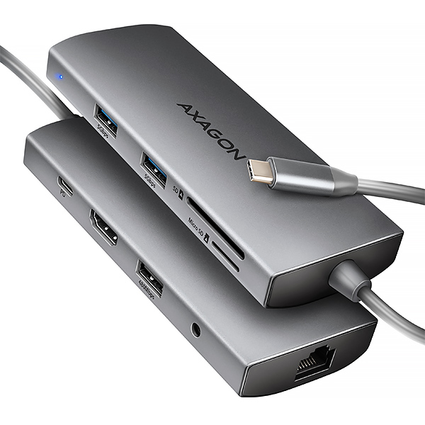 AXAGON HMC-8HLSA, USB 5Gbps hub, 3x USB-A, HDMI 4k/60Hz, RJ-45 GLAN, S