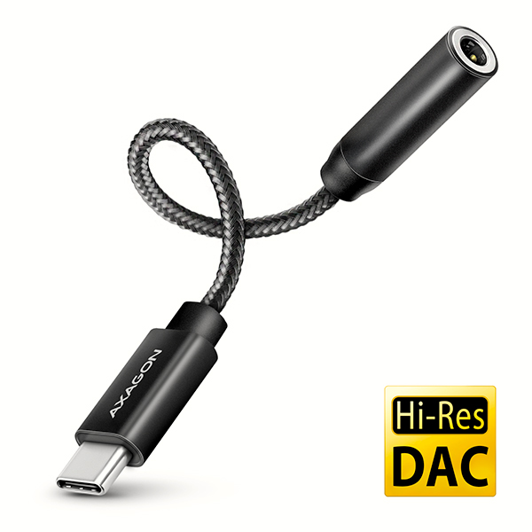 AXAGON ADA-HC, USB-C na 3.5mm jack - Hi-Res DAC audio adaptér, 384kHz/