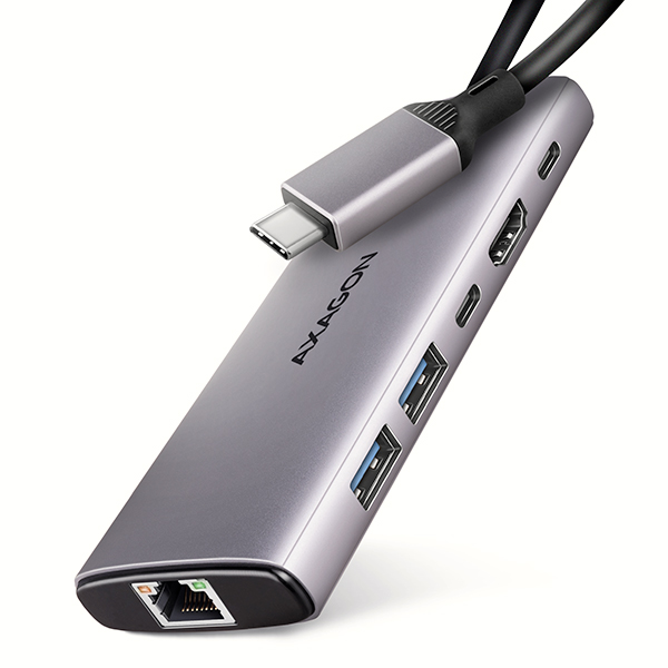 AXAGON HMC-6G2L, USB 10Gb/s hub, 2x USB-A, 1x USB-C, HDMI 4k/60, RJ-45