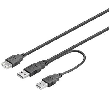 PremiumCord USB 2.0 napájecí Y kabel A/M+A/M-A/F