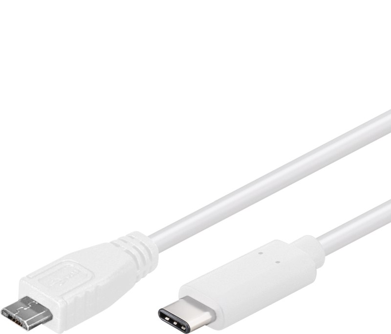 PremiumCord USB-C/male - USB 2.0 Micro-B/Male, bílý, 1m