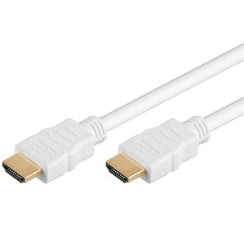 PremiumCord HDMI High Speed + Ethernet kabel,bílý, zlacené konektory,