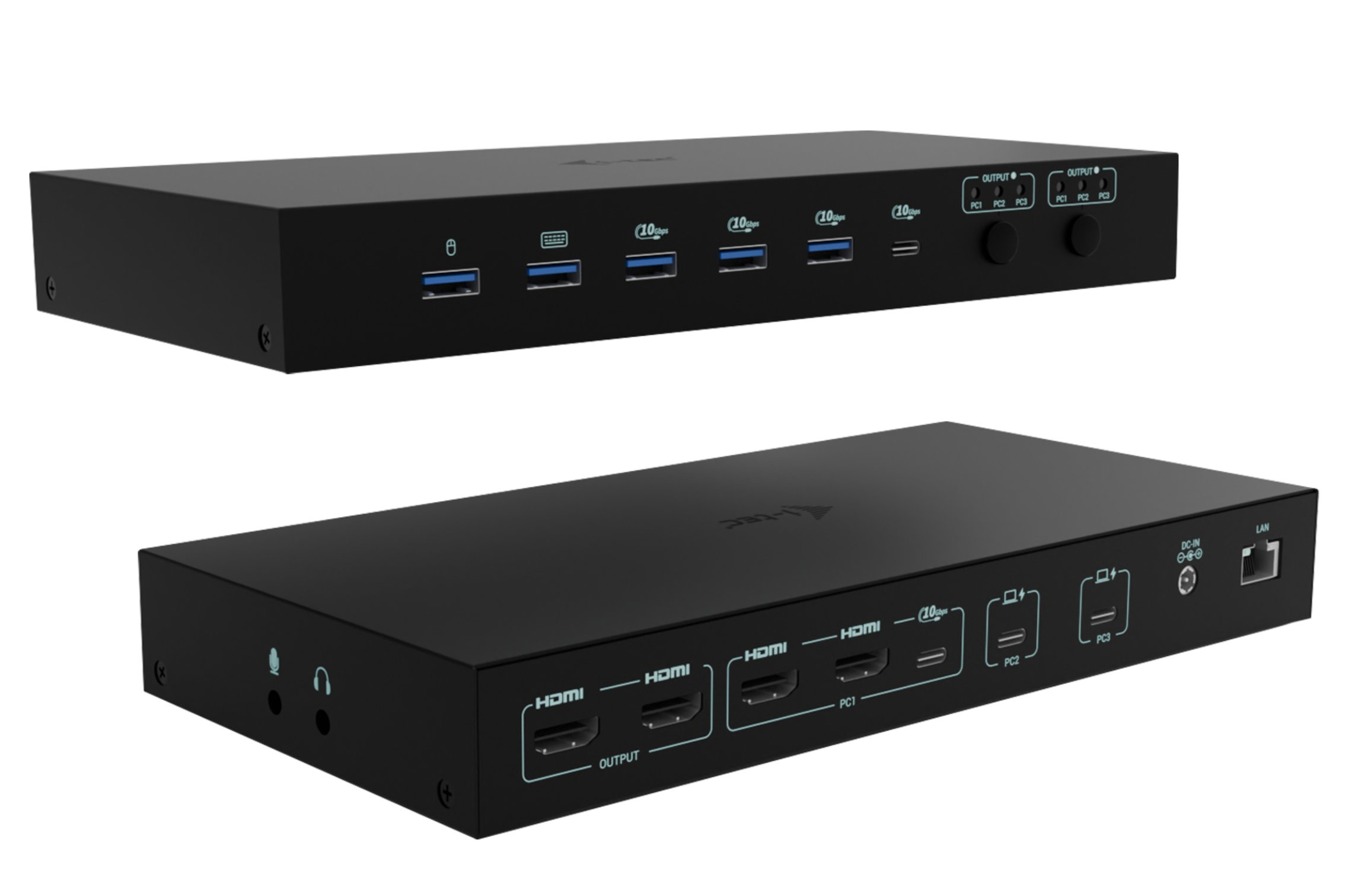 i-tec USB-C KVM Docking station pre 3 Hosts, Dual Display, 2x Power De