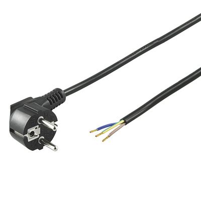 PremiumCord Flexo kabel síťový třížilový 230V s úhlovou vidlicí 2m čer