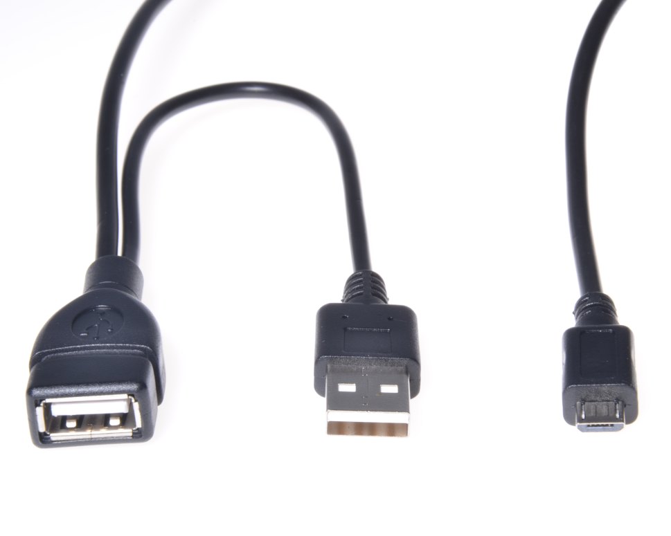 PremiumCord USB redukce kabel USB A/female+USB A/male - Micro USB/male